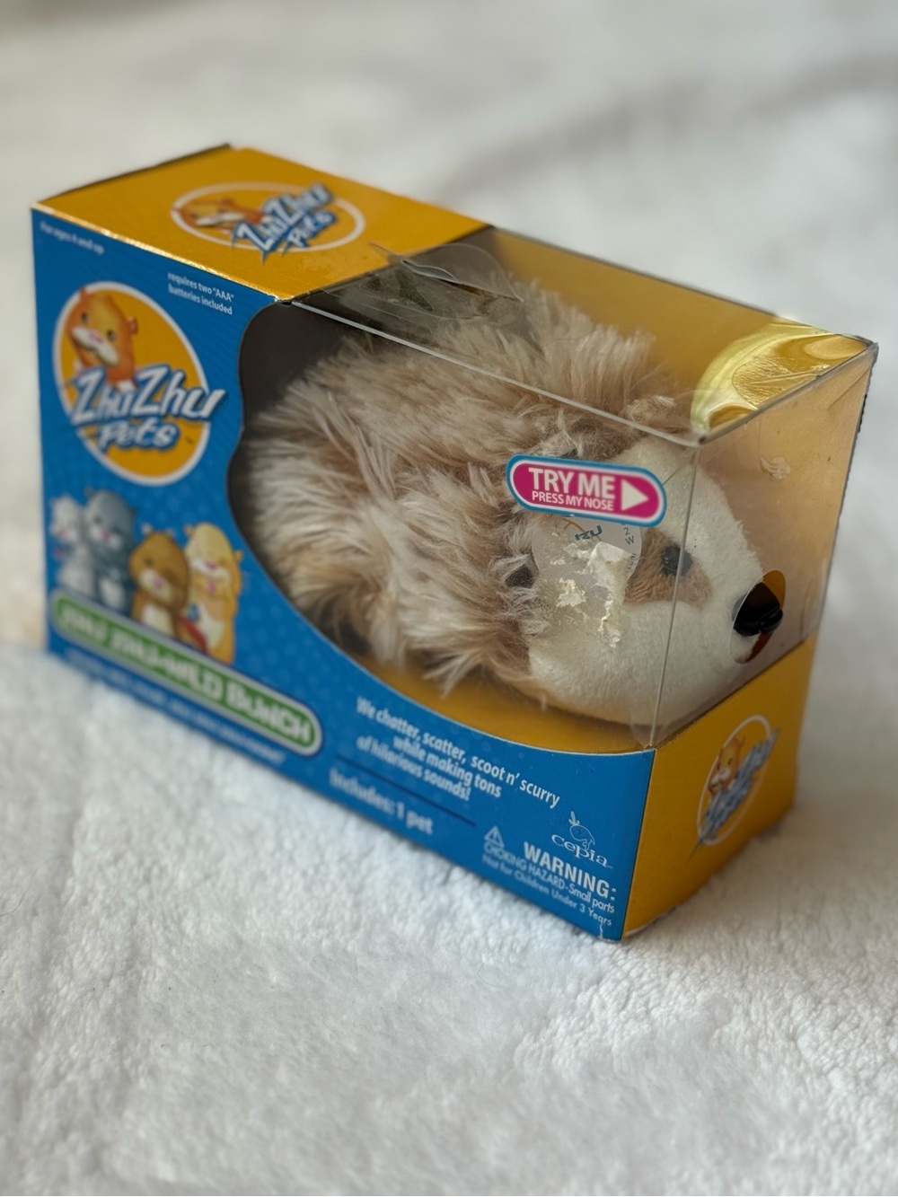 2009 Zhu Zhu Pets Interactive Wild Bunch Zu Zu Tan Fuzzy Hedgehog Hamster Sound